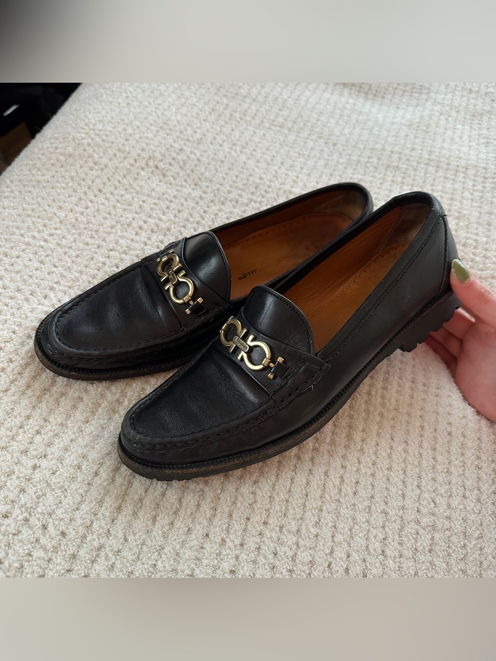 Vintage Salvatore Ferragamo black loafers sz 7.5